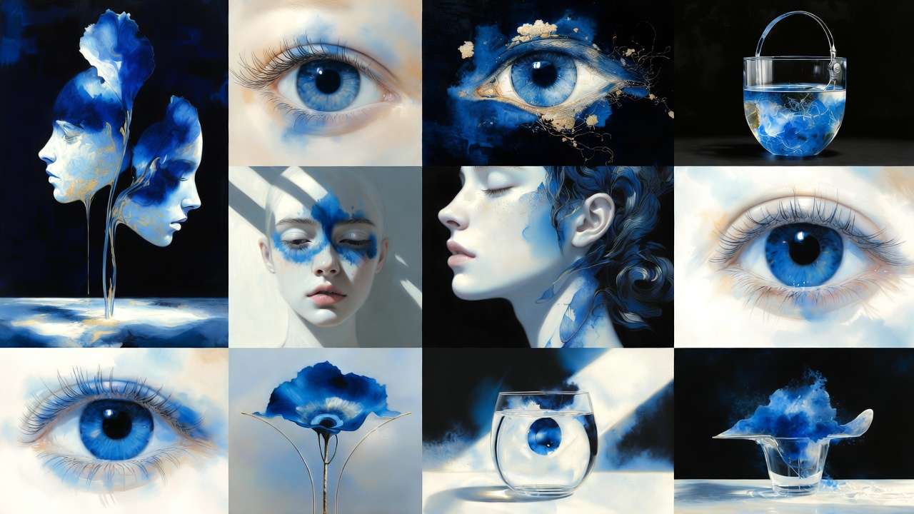 AI art collection, digital and abstract