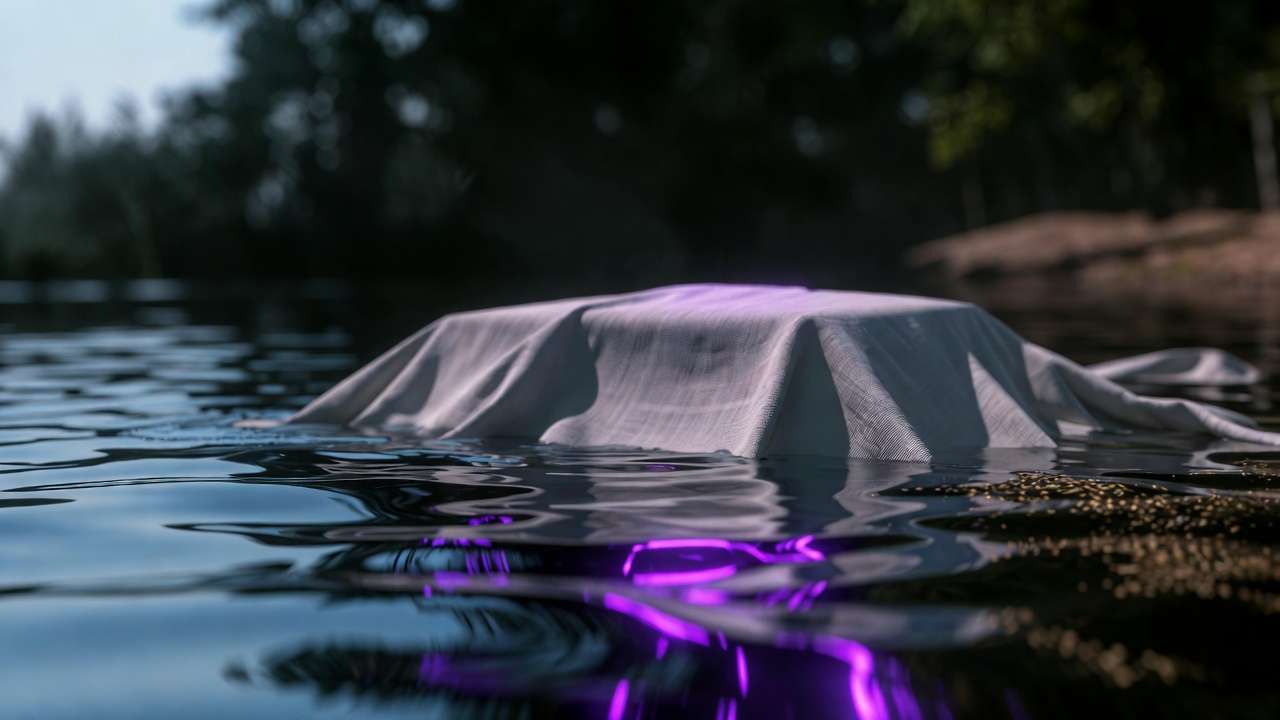 Object in water, purple glow beneath